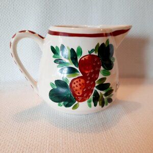 Vintage Bauer Soap Pitcher, Hand Painted Strawberry Motif